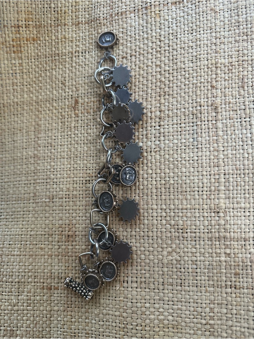 Silver and gold Coin & Gear Charm Bracelet for Women